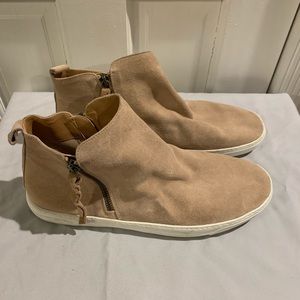 Suede High Top Sneaker with Zippers